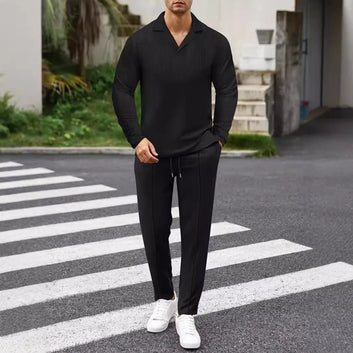 Casual Sports Suit Collar Long Sleeve Pants Suit