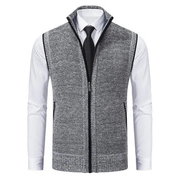 Formal Workwear Sweater Vest Stylish Men's Knitted Zipper Sweater