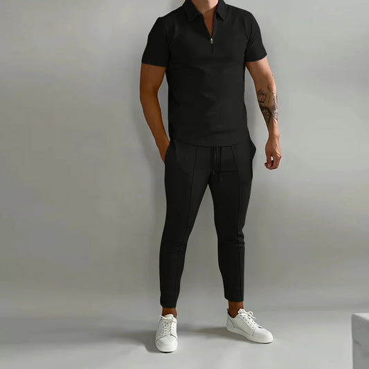 Polo Shirt Casual Slim-Fit Sports Suit