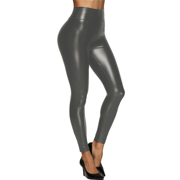 Colorful Faux Leather High Waist Skinny Leggings