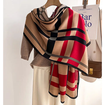 Multicolor Striped Scarf Elegant Style Thin Warm Shawl