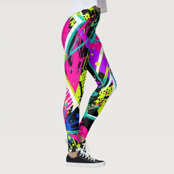 Colorful Graffiti Printing  High Waist Stretchable Yoga Leggings