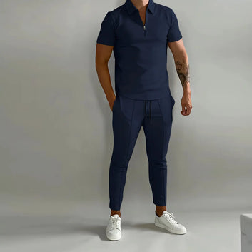 Polo Shirt Casual Slim-Fit Sports Suit