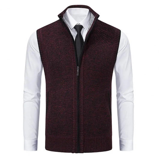 Formal Workwear Sweater Vest Stylish Men's Knitted Zipper Sweater